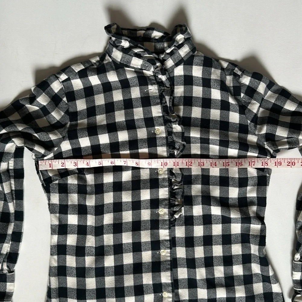 Ralph Lauren brush cotton flannel check shirt with ruffled trim women’s medium - Picture 7 of 9